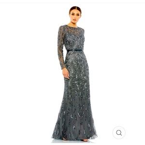 Mac Duggal Gray Embellished Evening Gown